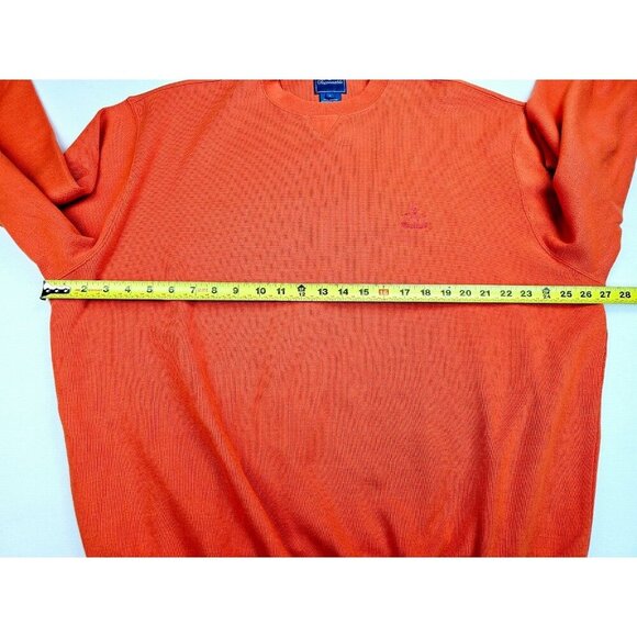 Faconnable Size Large Mens Orange Embroidered Chest Logo Pullover Crew Sweater - Picture 3 of 9
